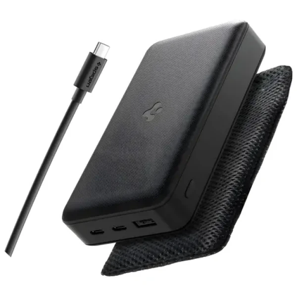 Spigen Essential EA3020 čierna / Powerbanka / 20 000 mAh / 30W / 2x USB-C, 1x USB-A (ABA09433)