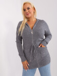 Tmavě šedý kardigan plus size s kapucí XL / XXL