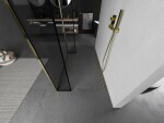 MEXEN/S - Kioto Sprchová zástena WALK-IN voľne stojaca 100 x 30 x 30, čierny vzor, zlatá 800-100-030-222-50-70-030