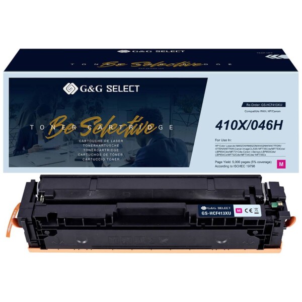 G&G CF413X/Cartridge 046H Magenta toner náhradný HP, Canon 410X, 046H purpurová kompatibilná toner; GS-HCF413X(U)