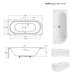 BESCO - Asymetrická vaňa AVITA - Nožičky k vani - S nožičkami, Rozmer vane - 150 × 75 cm, Spôsob prevedenia - Pravé VANAVIT150P+OLVPINOZ