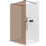 CERANO - Sprchová zástena Walk-in Onyx Duo Ľ/P - 8 mm - okrúhla vzpera - čierna matná, bronzové sklo - 140x200 CER-687694