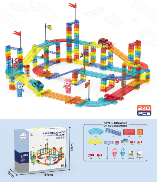 Mamido Mamido Magnetické kocky 240 dielov Závodná dráha XXL