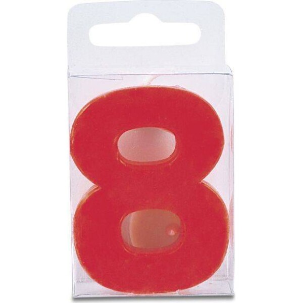 Sviečka v tvare číslice 8 – mini, červená - Stadter