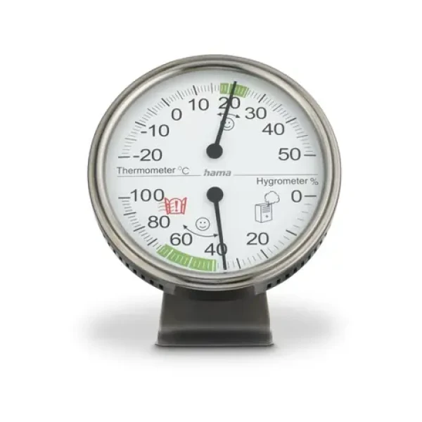 HAMA Tahiti strieborná / analógový teplomer / vlhkomer / nerezový (222207)