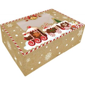 Krabička na cukrovinky skladacia s okienkom 25x15x7cm 1ks vianočný vláčik - Alvarak - Alvarak