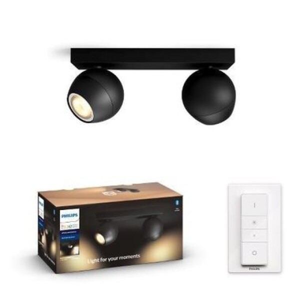 Philips Hue Buckram LED 2x5W čierna / LED stmievateľné bodové svietidlo / 700lm / 2200-6500 K / IP20 (50472/30/P6)