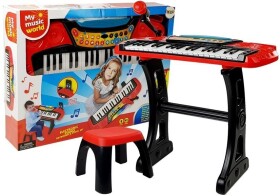 Mamido Detský keyboard s mikrofónom a stolčekom červený