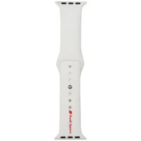 Audi Sport Red Logo Silicone remienok biela / Remienok / silikónový / pre Apple Watch 40/41/42mm (AUS-SR-AW40-42-R8/D2-WE)