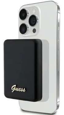Guess Metal Script Logo MagSafe čierna / Powerbanka / 5000 mAh / 15 W (GUPBM5ALGSGK)