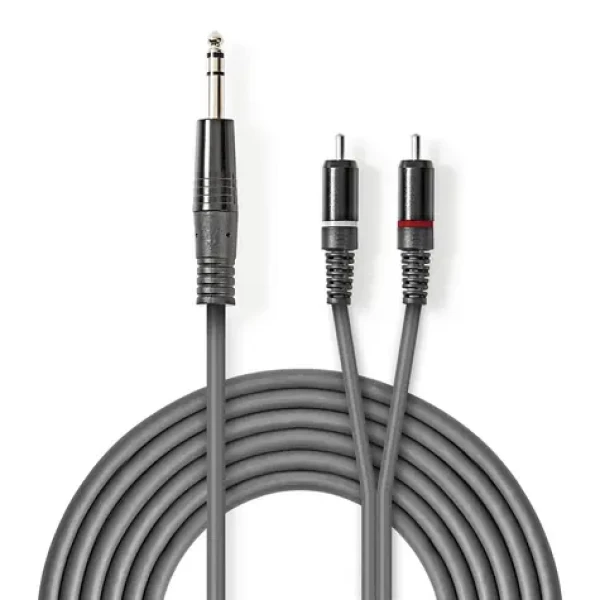 Nedis Stereo Audio kábel jack 6.35 mm (M) - 2x RCA (M) 3.00 m tmavo šedá (COTH23300GY30)