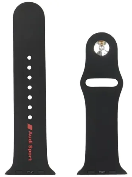 AUDI Sport Red Logo pre Apple Watch 44/45/46/49mm čierna / Remienok / silikónový (AUS-SR-AW44-49-R8/D2-BK)