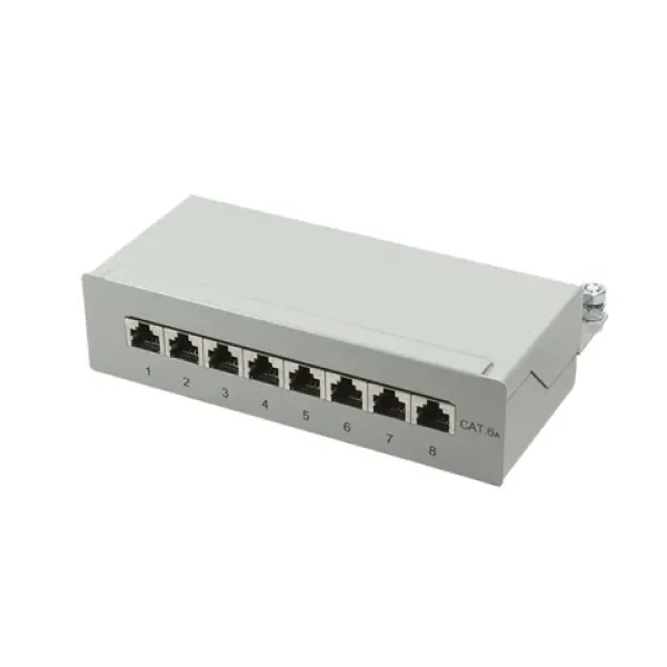 LogiLink Patch panel šedá / Patch panel / 8 portov / Cat6A / stolná / nástenná montáž / RJ-45 (NP0018)