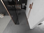 MEXEN/S - Kioto Sprchová zástena WALK-IN voľne stojaca 90 x 30 x 30, čierny vzor, meď kartáčovaná 800-090-030-222-65-70-030