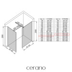 CERANO - Sprchová zástena Walk-in Onyx TL/P - 10 mm - hranatá vzpera - čierna matná, transparentné sklo - 130x120x200 CER-8050BD8836