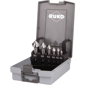 RUKO 102152RO sada kužeľových záhlbníkov 6-dielna 6.3 mm, 8.3 mm, 10.4 mm, 12.4 mm, 16.5 mm, 20.5 mm HSS valcová stopka 1 sada; 102152RO