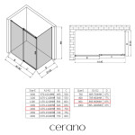 CERANO - Sprchovací kút Santoro Ľ/P - 8 mm - chróm, transparentné sklo - 140x90x195 - posuvný CER-8050BD7364