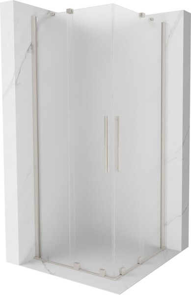 MEXEN/S - Velar Duo sprchovací kút, posuvné dvere 80 x 80, dekor, nikel kartáčovaný 871-080-080-32-97