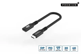 MicroConnect Premium USB-C predlžovacia redukcia čierna / Redukcia USB-C / 0,15 m / 20 Gbit/s (USB3.2CC015EX)