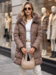 Dámska zimná prešívaná bunda s kapucňou, béžová, FashionStreet TY5821 S