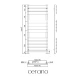 CERANO - Kúpeľňový radiátor Claude - bočné pripojenie - 575 W - čierna matná - 1200x500 mm CER-429658