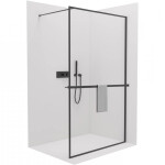 CERANO - Sprchová zástena Walk-in Moreli Ľ/P + polička/držiak na uteráky - čierna matná, transparentné sklo - 110x200 CER-477476