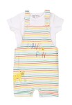 Detská súprava - body a šortky, Minoti, Smiling 7, biela - 56/62 | 0-3m