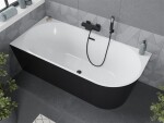 MEXEN/S - Mia voľne stojaca rohová vaňa lewa 170 x 80, biela/čierna, sifón a prepad čierna 52691708075L-70