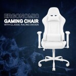 Deltaco Žaidimų kėdė DELTACO GAMING Baltas LINE WCH80 odinė, ergonominė, aukštas atlošas, balta / GAM-096-W