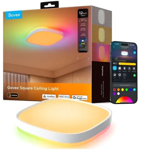 Govee H80A4 / Stropné LED svietidlo / RGBWW+RGBIC / 2400lm / 2700-6500K / Wi-Fi + Bluetooth (H80A4C01)