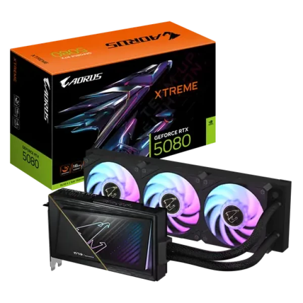 GIGABYTE AORUS GeForce RTX 5080 Xtreme WATERFORCE 16GB / 2805MHz / 16GB GDDR7 / 256-bit / 1x HDMI + 3x DP / 850W (16) (GV-N5080AORUSX W-16GD)
