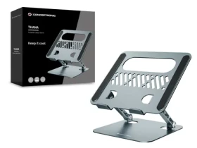 Conceptronic Stojan pre notebook 17" sivý / Stojan pre notebook / skladací / výškovo nastaviteľný / nosnosť 3 kg (THANA10G)