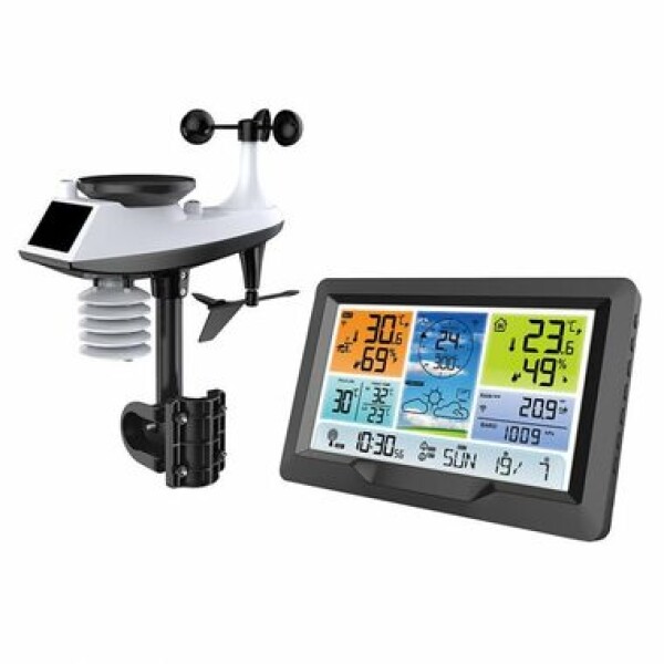 Solight TE90 / meteostanica / prehľadný LCD / tlak / teplota / vlhkosť / zrážky / hodnoty vetra / RCC (8592718030773)