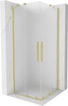 MEXEN/S - Velar Duo sprchovací kút, posuvné dvere 90 x 90, dekor, zlato kartáčovaná 871-090-090-32-55