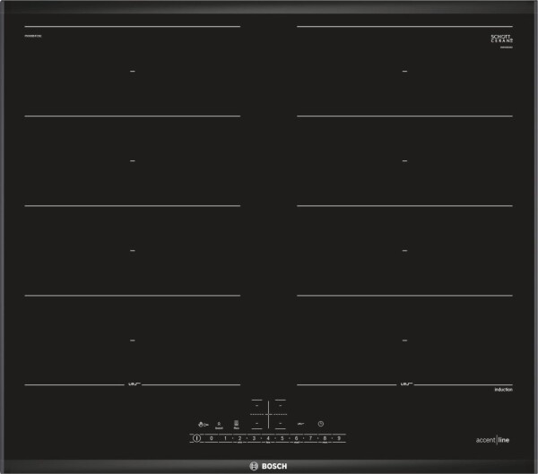 Bosch Bosch Serie 6 PXX695FC5E, Black, Built-in, 60 cm, Zone induction hob, Glass-ceramic, 4 zone(s)