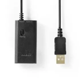 Nedis Bluetooth Vysielač a prijímač čierna / Vstupný konektor: 1x 3,5 mm / AptX Low latency / AptX / SBC / Až 2 zariadenia (BTTR100BK)