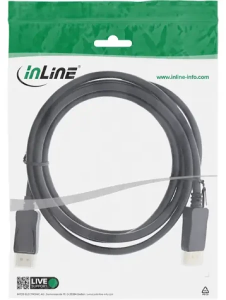 InLine DisplayPort kábel 8K čierna / Kábel / DisplayPort - DisplayPort / 120 Hz / 7680 × 4320 px / 5 m (17205P)