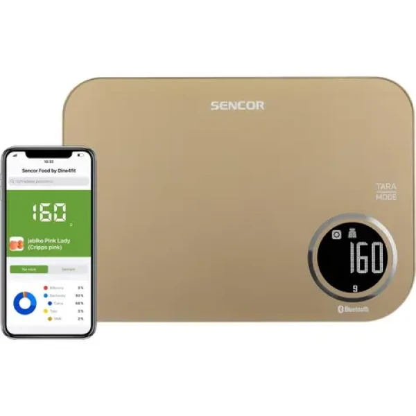 Sencor SKS 7077CH béžová / múdra kuchynská váha / max. 5kg / funkcia TARE / Bluetooth (8590669263219)