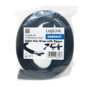 LogiLink Organizátor káblov so zipsom čierna / Organizátor káblov / 30 mm x 2 m (KAB0047)