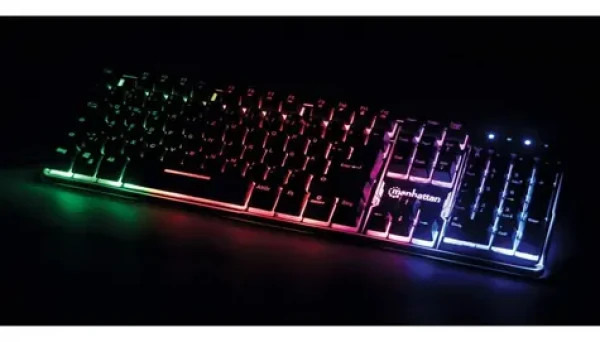 Manhattan USB gaming klávesnica čierna / Klávesnica / drôtová / LED podsvietenie / Anti-ghosting / kovový spodok / IPX4 (178457)