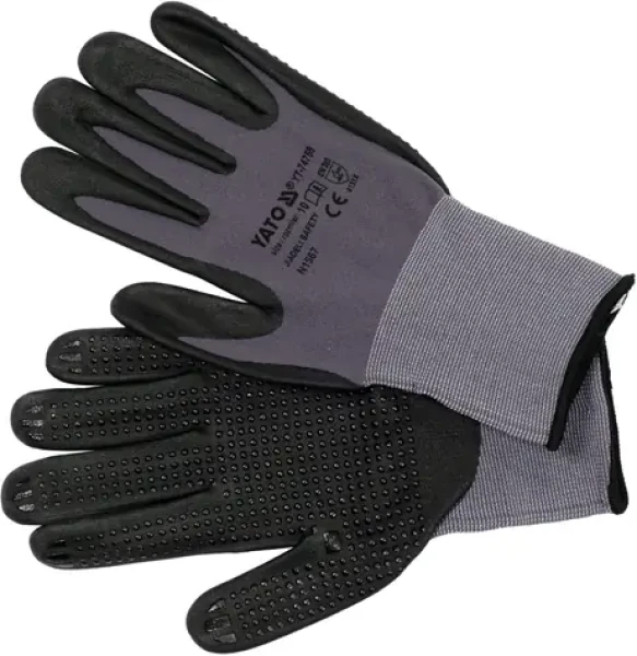 YATO Pracovné rukavice nylon-nitril vel. 10 čierne / Pracovné rukavice / Nylon-nitril