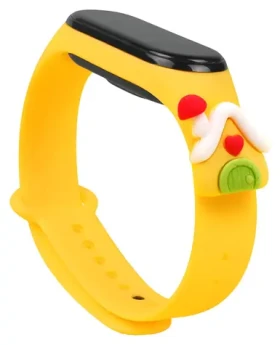 Hurtel Vianočný remienok s domčekom pre XIAOMI Mi Band 3/4 žltá / Remienok / silikónový / vianočný motív