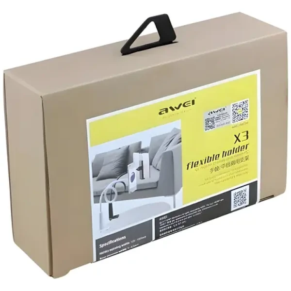 AWEI X3 biela / Stolný držiak telefónu a tabletu / 4-10,5" / flexibilné rameno / uchytenie na stôl (X3W)