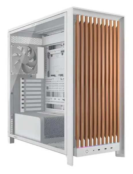 Corsair FRAME 5000D Wood RS biela / Skriňa / E-ATX / 3x USB-C / 2x 200mm + 1x 140mm / bez zdroja / priehľadná bočnica (CC-9011354-WW)