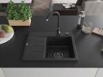 MEXEN/S - Ben granitový drez 1 s odkvapkávačom pravý 600 x 500 mm čierna/strieborná metalik sifón čierna 6523605000-73-B