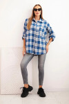 Dámska kockovaná bavlnená košeľa s efektom opotrebovania strieborná UNI
