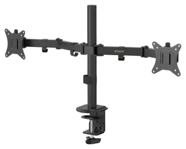 Savio UM-03 čierna / Stolný držiak pre 2 monitory / 17-32" / VESA 100x100 / naklápací, otočný (UM-03)