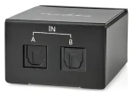 Nedis TosLink audio prepínač 2cestný čierny / Audio prepínač / manuálna / 2x TosLink vstup / kovové telo (ASWI2512BK)