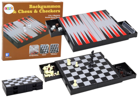 Mamido Súprava hier 3v1 Magnetická doska Šach Dáma Backgammon