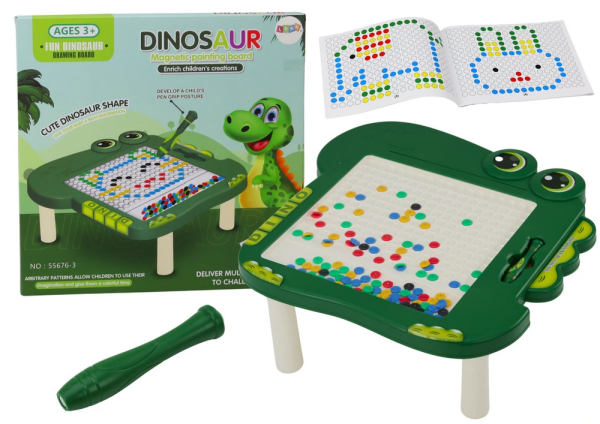 Mamido Vzdelávací magnetický stolček s tabuľou a dinosauriou skladačkou, zelený